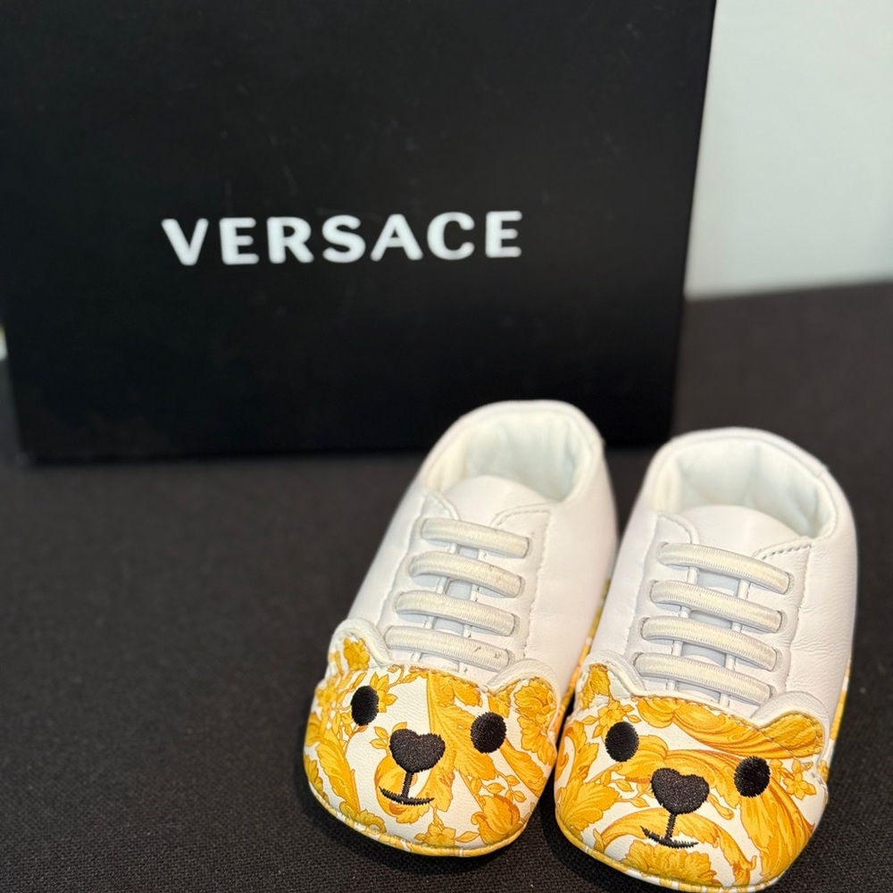 Versace Kids White and Yellow Bear Shoes
